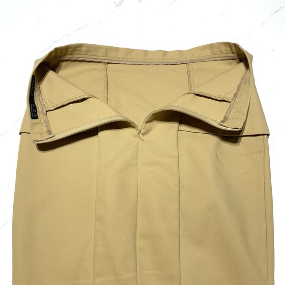 Zara Khaki High Waisted Stretchy Pencil Cut Skirt With Details On Hips Small - Picture 7 of 10